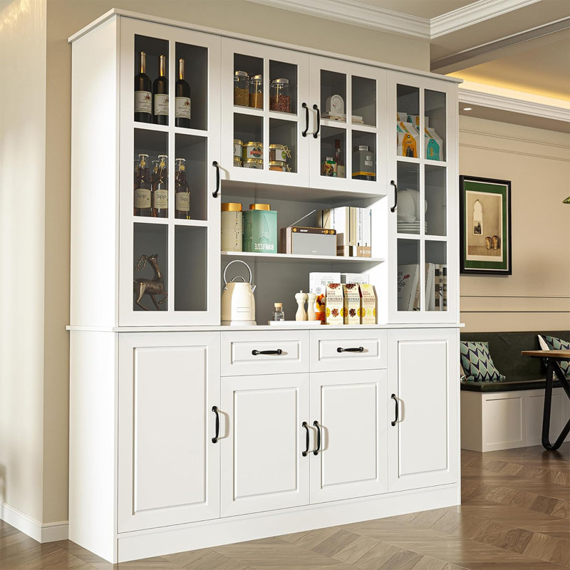 Red Barrel Studio?? Large Kitchen Hutch Storage with Glass Doors